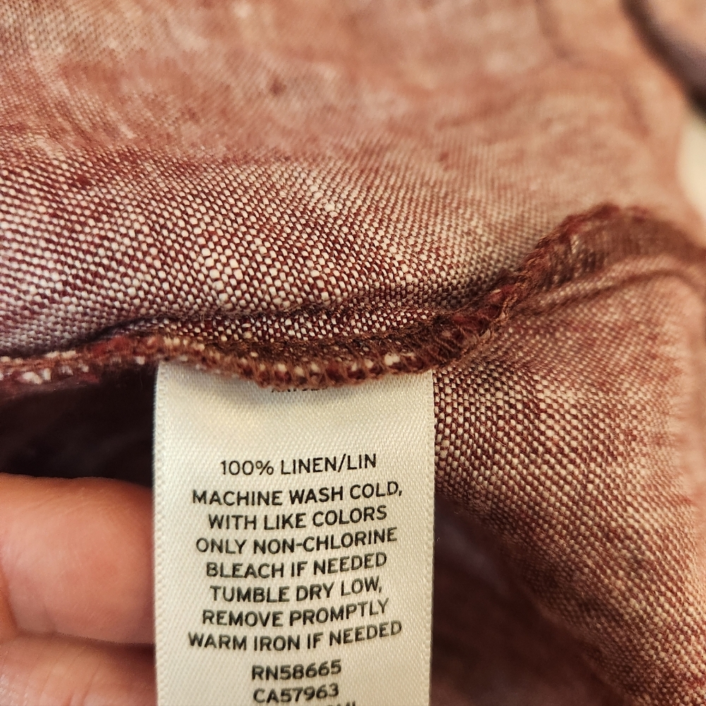 Women Heather Red 100% Linen Snap Buttons Utility Safari Jacket Size 2XL Summer - Picture 15 of 15